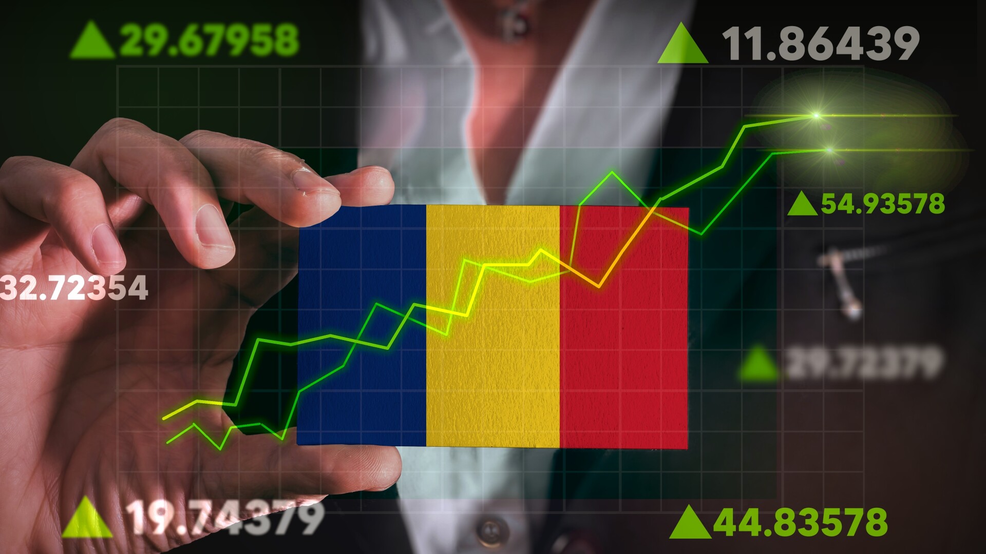 Grafic care ilustrează creșterea economică a României în 2025.
