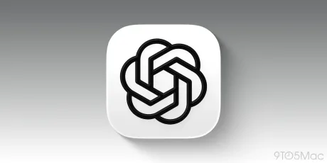 Logo OpenAI pe fundal gri, simbolizând inovația în AI.