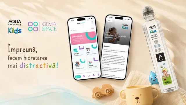 AQUA Carpatica și GEMA Space colaborează pentru hidratarea copiilor.