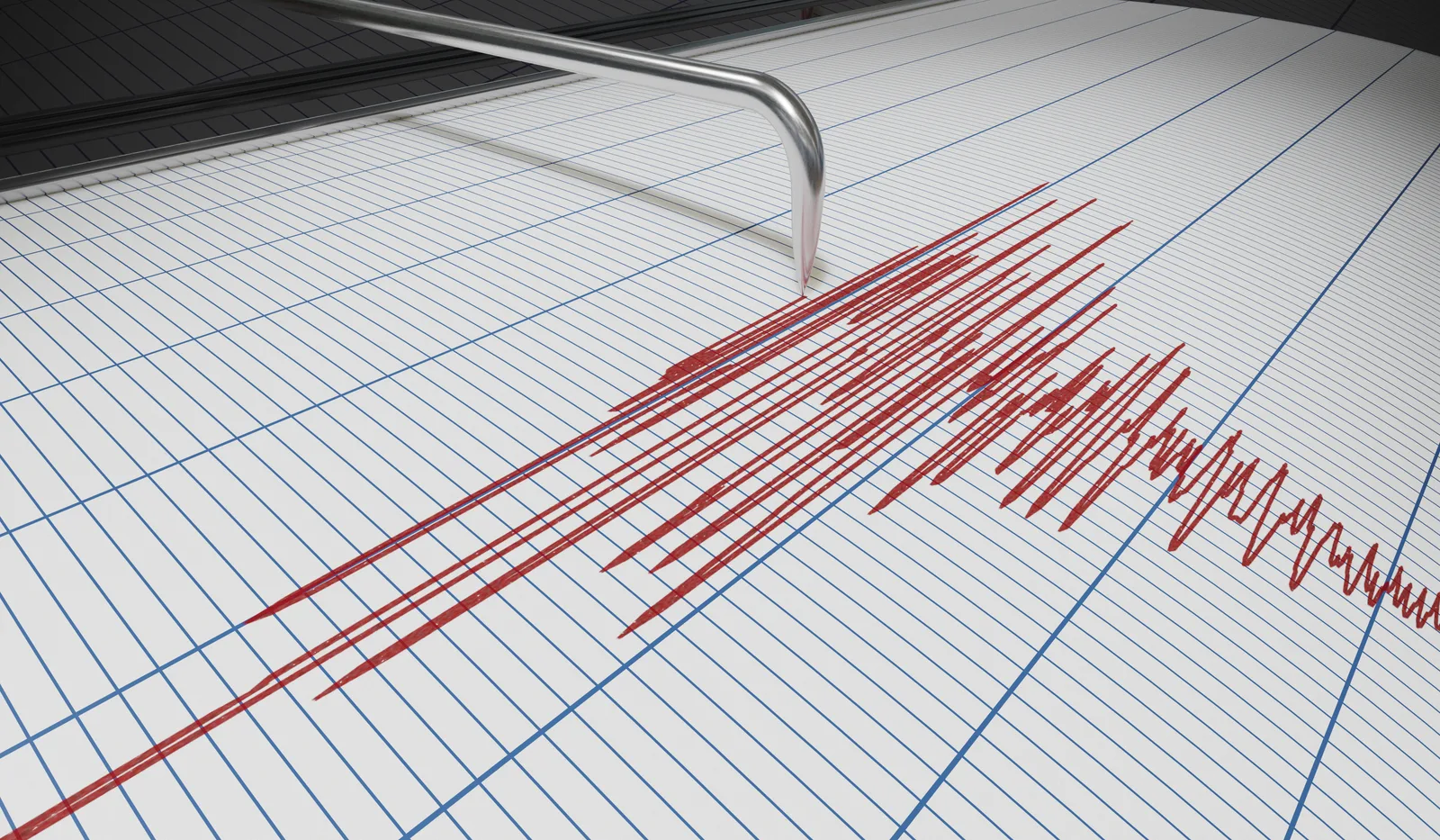 Seismograf înregistrând un cutremur recent în zona Vrancea.
