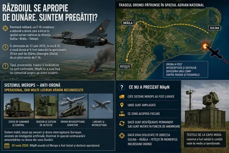 F-16 românesc doboară o dronă în spațiul aerian național.