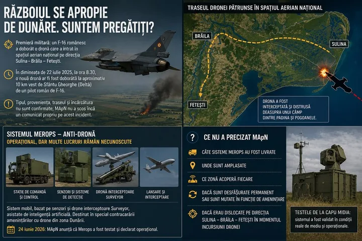 F-16 românesc doboară o dronă în spațiul aerian național.