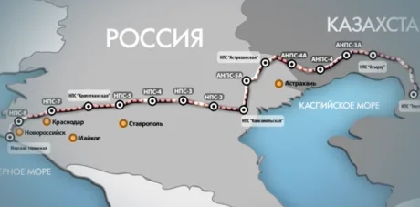 Harta care ilustrează ruta de transport a țițeiului din Kazahstan.