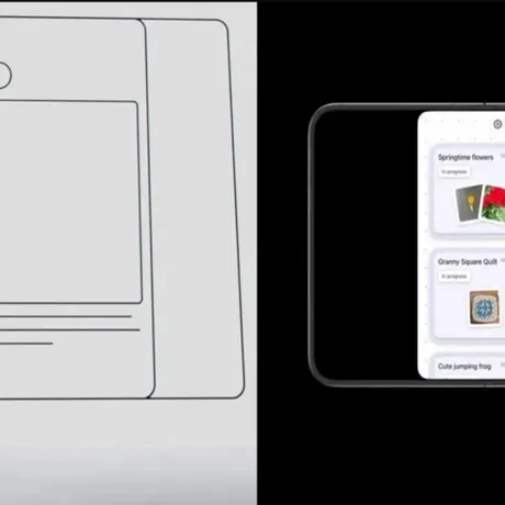Interfața aplicațiilor pe iPhone Duo cu bare negre pe ecranul interior.