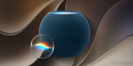 HomePod mini într-o nuanță nouă, pe fundal elegant și modern.