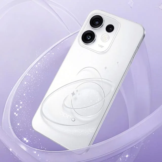 Design elegant al telefonului OPPO Reno16 Pro cu detalii strălucitoare.