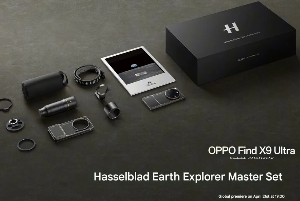 Setul OPPO Find X9 Ultra cu accesorii premium pentru pasionații de fotografie.