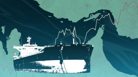 Petroliere în așteptare în Strâmtoarea Hormuz din cauza tensiunilor iraniene.