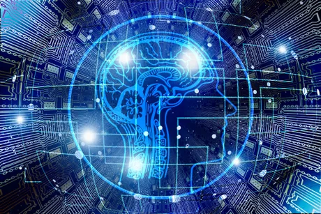 Ilustrație abstractă a inteligenței artificiale și tehnologiei avansate.