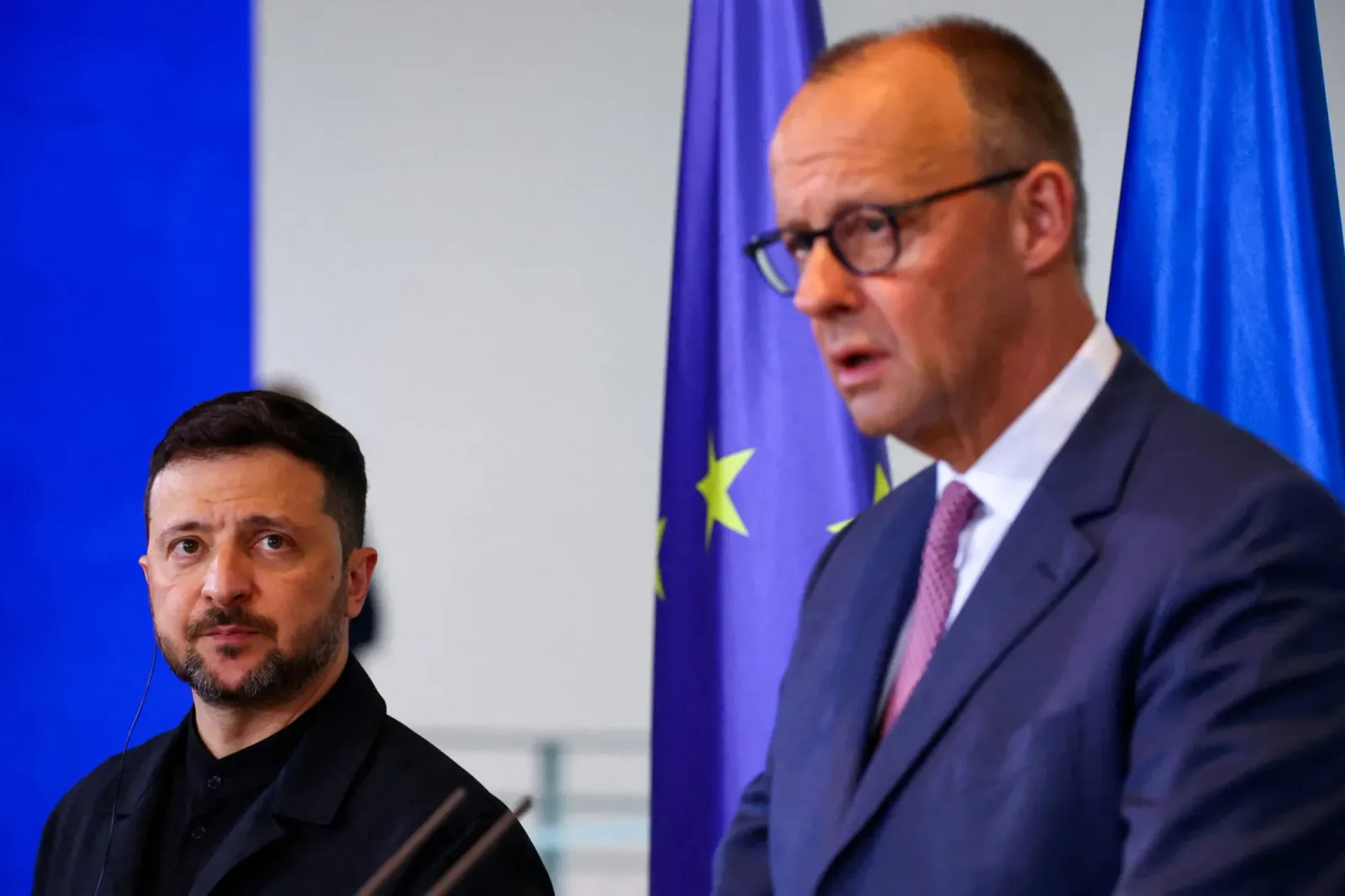 Zelenski și Merz discutând despre sprijinul pentru Ucraina.
