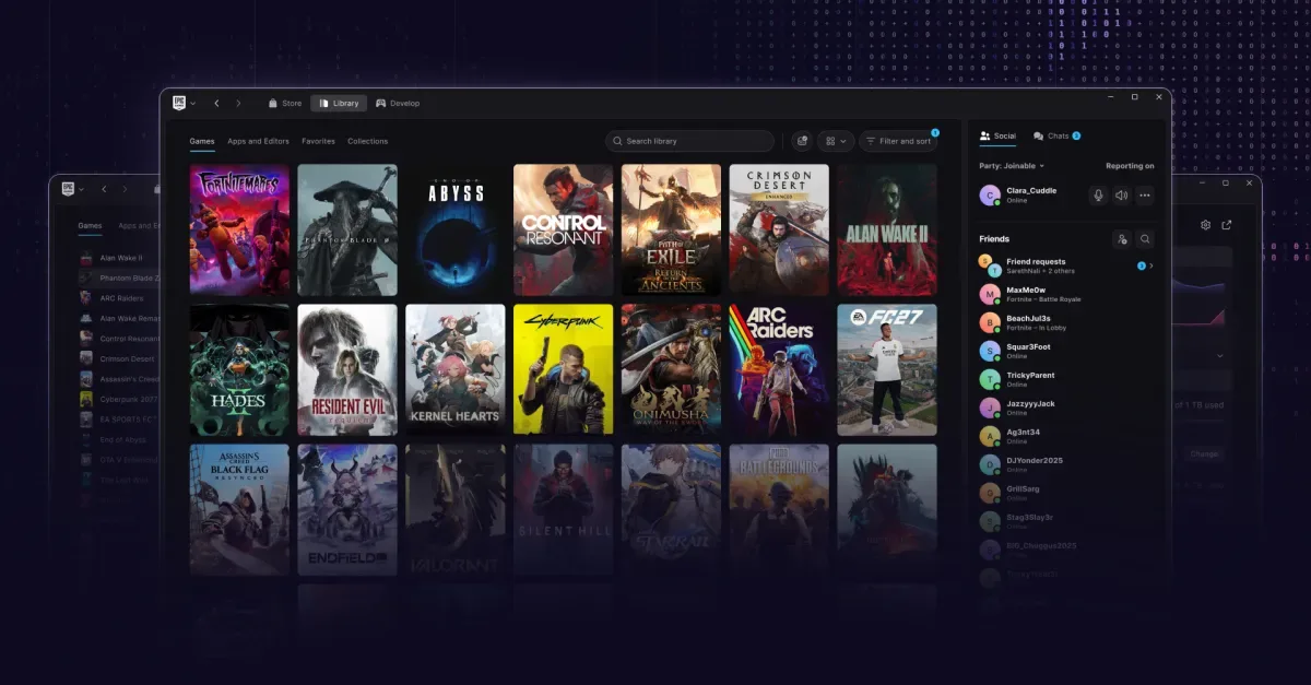 Noul Epic Games Launcher oferă o interfață modernă și rapidă pentru utilizatori.