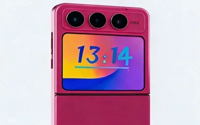 Prototip de telefon pliabil cu ecran mare și cameră avansată.