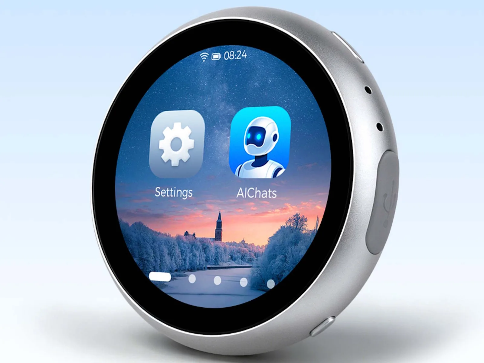 Dispozitiv compact cu ecran AMOLED pentru proiecte IoT și case inteligente.