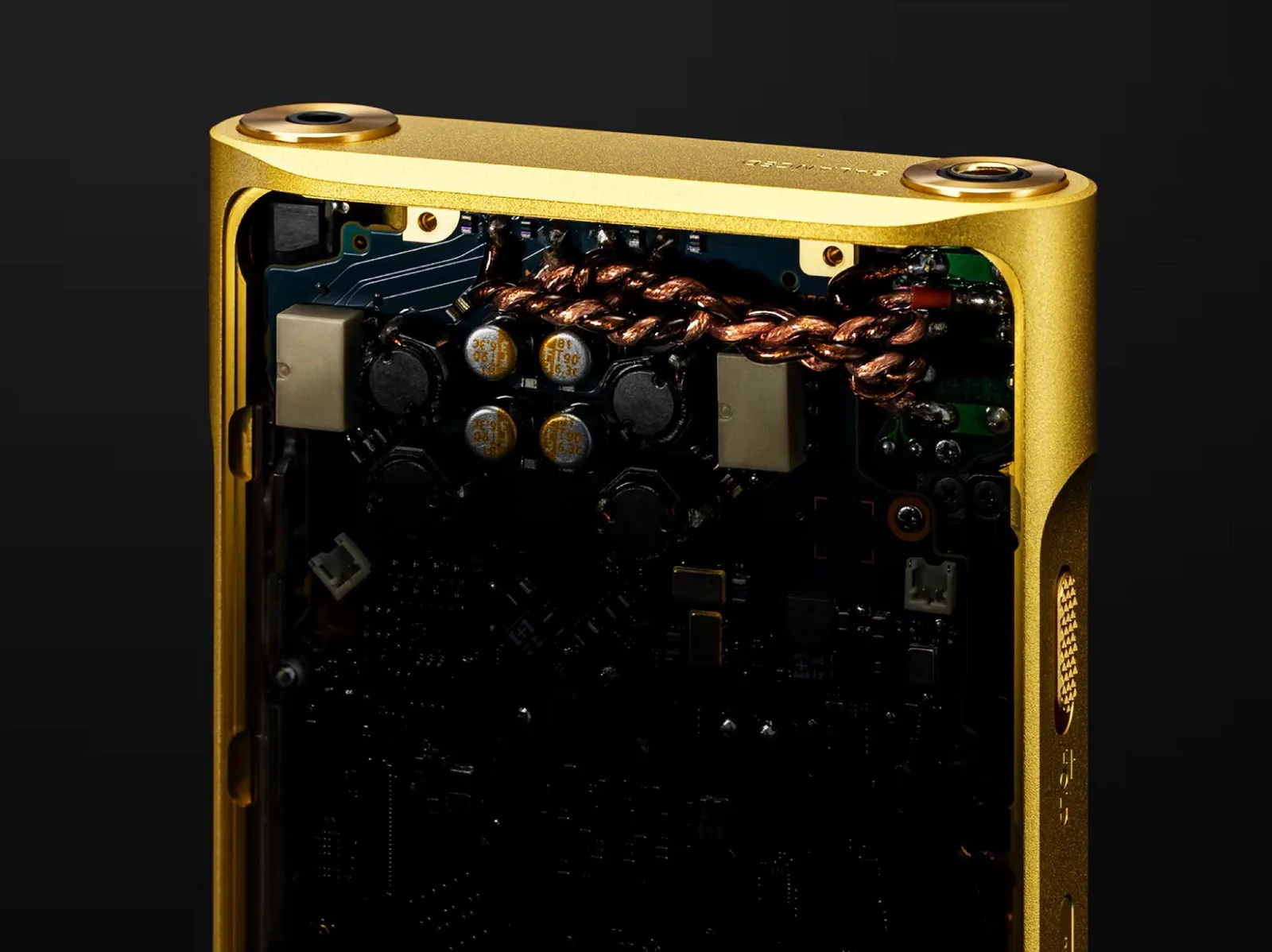 Detaliu din interiorul unui player audio Sony Walkman de nouă generație.