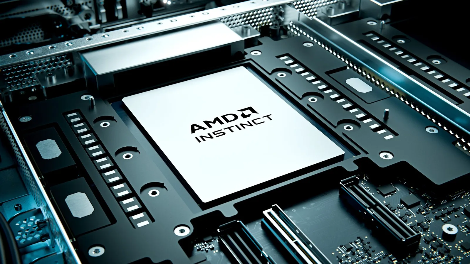 Accelerator AMD Instinct MI455X, cu memorie HBM4 și performanță ridicată.