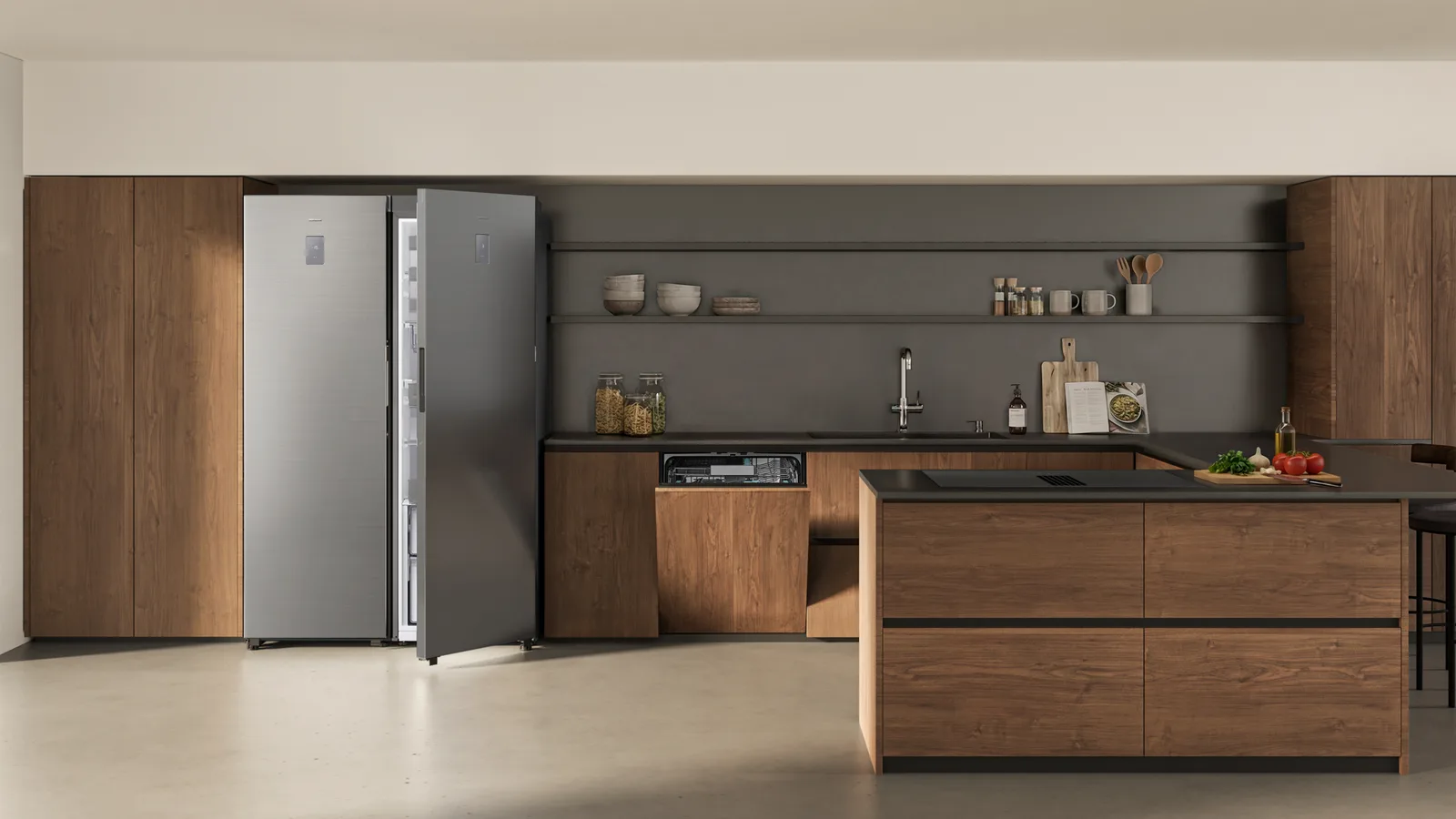 Electrocasnice moderne Bespoke AI în bucătărie, evidențiind eficiența energetică.