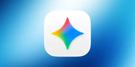 Logo colorat al aplicației Gemini pe fundal albastru