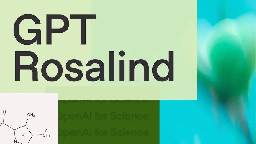 Logo GPT Rosalind pe un fundal colorat, simbolizând inovația în cercetare.