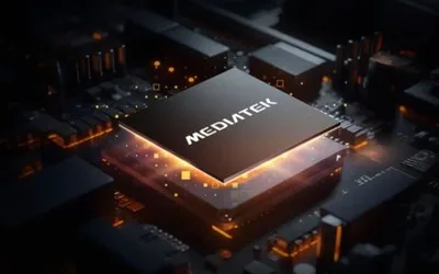 Chipset MediaTek pe un fundal tehnologic, simbolizând inovația în smartphone-uri.