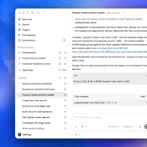 Interfața Codex cu opțiuni pentru automatizarea sarcinilor de birou.