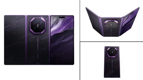 Huawei Mate XT 2 cu design nou și mecanism de pliere triplă spre interior.