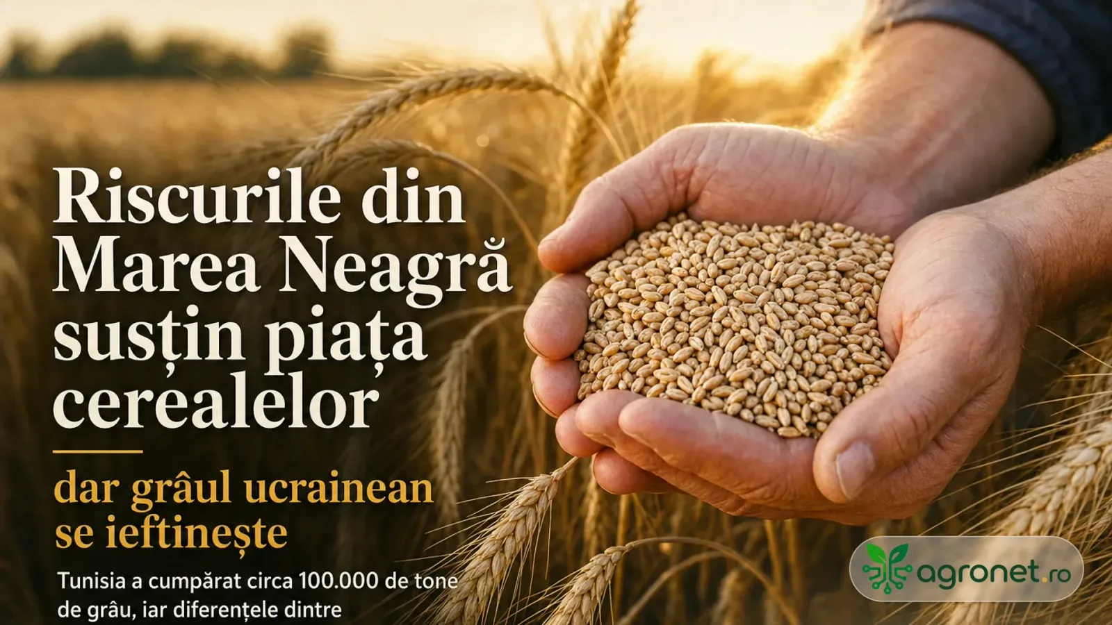 Grâu ucrainean în câmp, cu riscuri logistice în Marea Neagră.