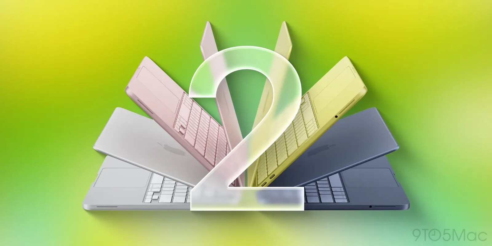 MacBook Neo 2 cu design modern și culori variate pe un fundal vibrant.