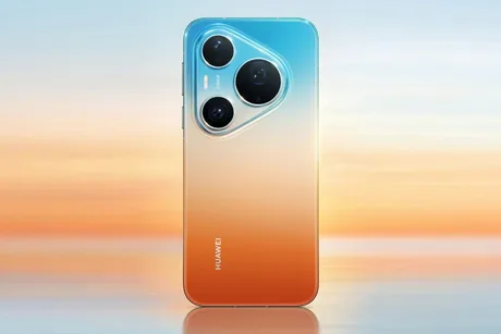 Smartphone Huawei cu un design elegant și camere avansate, pe fundal de apus.