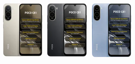 Telefoane Poco C81 și C81x cu ecrane HD+ și baterii mari