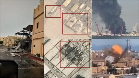 Pagubele provocate de atacurile cu rachete asupra bazei din Bahrain.