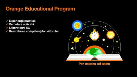 Program educațional Orange pentru studenți, promovând cercetarea și practica în domeniul tehnologiilor avansate.