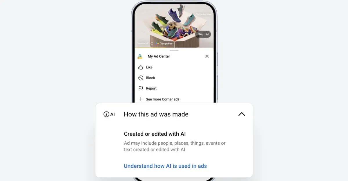 Noua etichetare a reclamelor cu IA în My Ad Center de la Google.