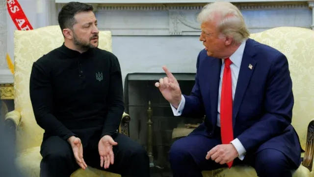 Donald Trump și Volodimir Zelenski discutând despre negocierile de pace.