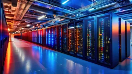Servere moderne într-un centru de date, simbolizând Big Tech.