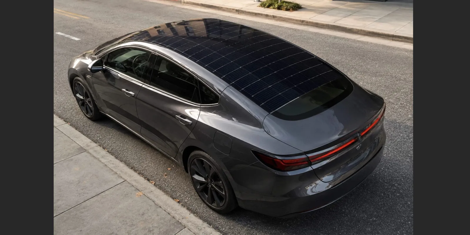 Sticlă solară pe plafonul unei mașini moderne, utilizată pentru energie suplimentară.