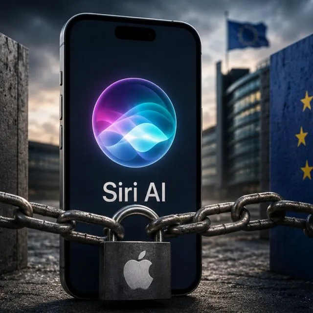 Siri AI blocat în Uniunea Europeană din cauza reglementărilor stricte.