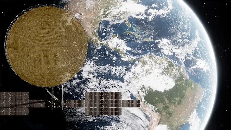 Satelitul ViaSat-3 în orbita Pământului, oferind internet rapid.