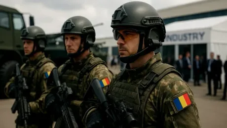 Soldați români în echipament militar, pregătiți pentru exerciții.