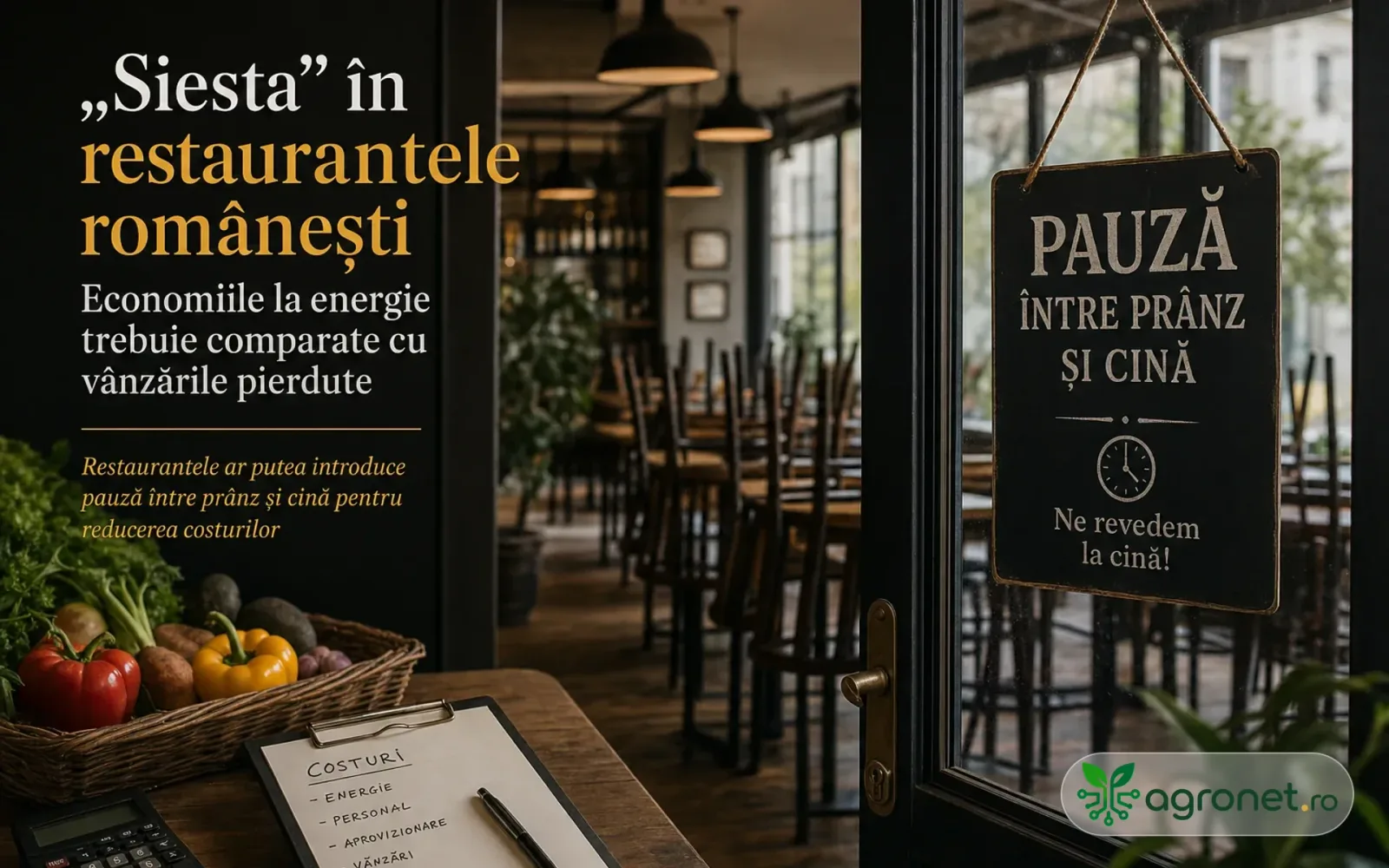 Restaurantele din România analizează pauze între prânz și cină pentru reducerea costurilor energetice.