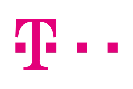 Logo Telekom România pe fundal alb, simbolizând serviciile de telecomunicații.