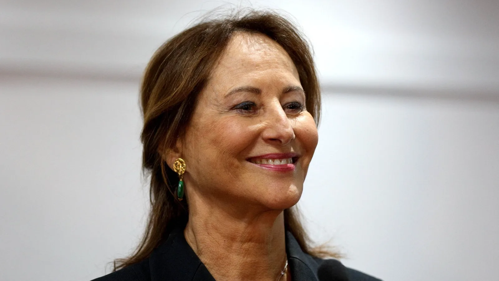Segolene Royal zâmbește în timpul unei conferințe, pregătindu-se pentru primarele socialiștilor.
