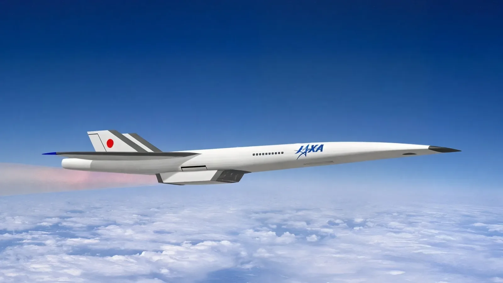 Avion experimental JAXA zburând la altitudine mare, cu motoare hipersonice.