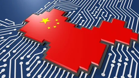 Harta Chinei cu circuite integrate, simbolizând avansul tehnologic în producția de cipuri.