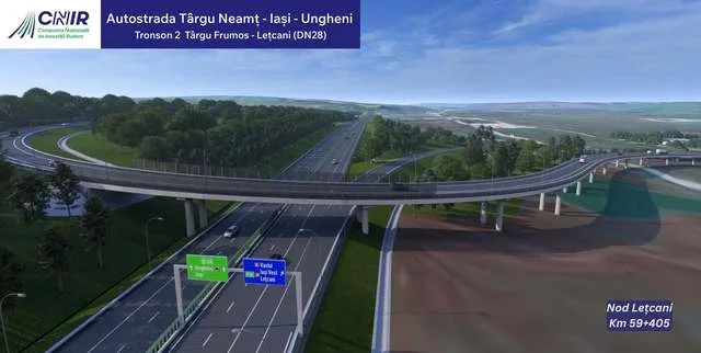 Vedere a tronsonului 2 al Autostrăzii A8, Târgu Neamț–Iași–Ungheni.