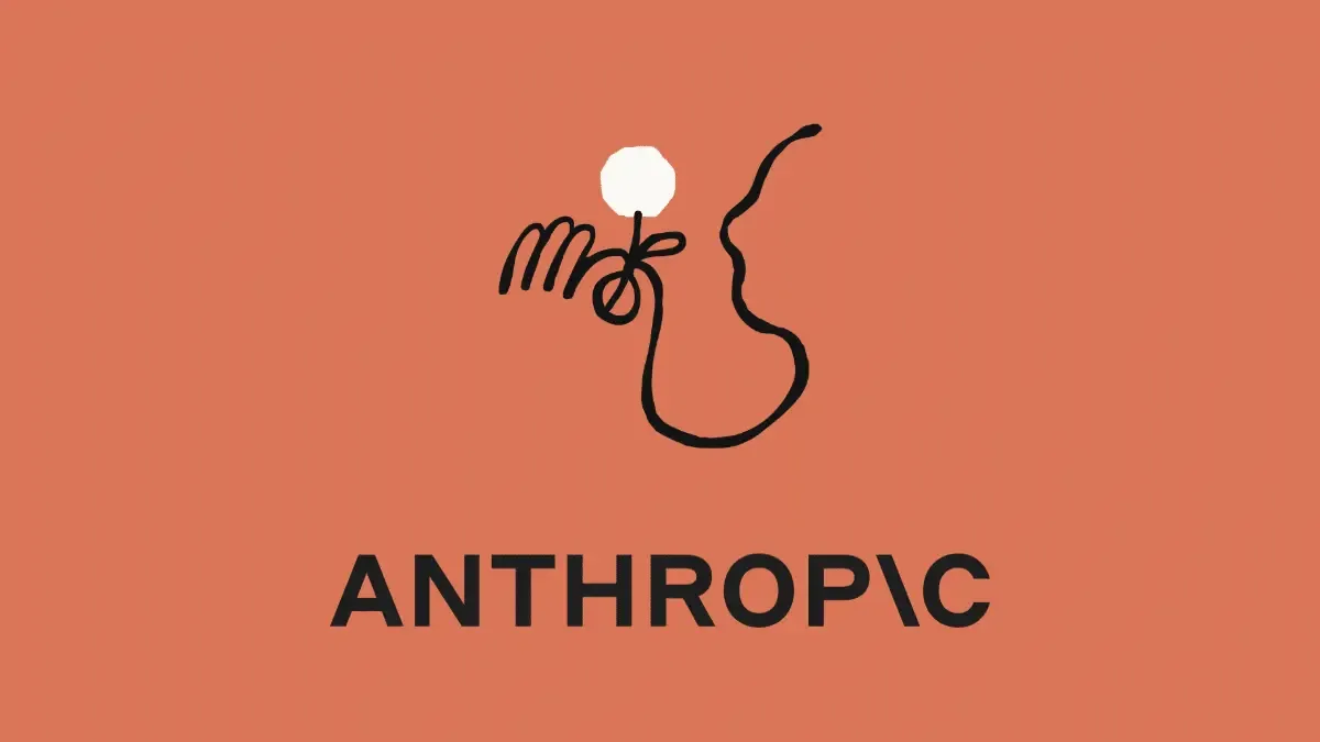 Logo-ul companiei Anthropic pe un fundal portocaliu.