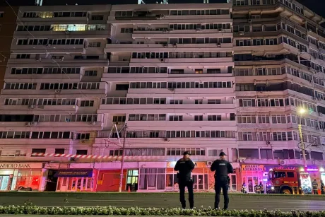 Intervenție de urgență după prăbușirea dronei rusești în Galați, cu pompieri și polițiști la fața locului.