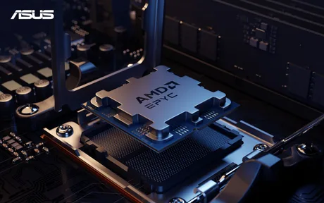 Procesor AMD EPYC montat pe o placă de bază modernă.