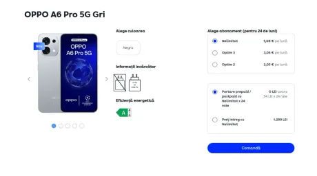 Telefon mobil OPPO A6 Pro 5G cu specificații detaliate și opțiuni de abonament