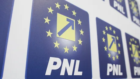 Sigla PNL pe fundal alb, simbolizând politica românească.