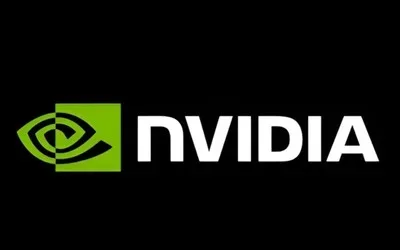 Logo-ul NVIDIA pe fundal negru, simbolizând inovația în AI.